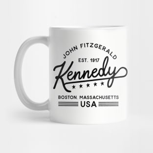 JFK Vintage Script Black Mug